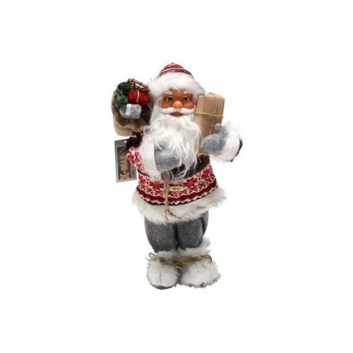4052304130668 - Mm_unverified_brand - Weihnachtsmann 40 cm grau weiß mit Paket Geschenk xmas - rot gemustert mit Pelzimitat 4052304130668 - Mm_unverified_brand - Weihnachtsmann 40 cm grau weiß mit Paket Geschenk xmas - rot gemustert mit Pelzimitat
