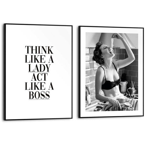 8714597629705 - Poster REINDERS Pasta Lady Bilder Gr B H T 30 cm x 40 cm x 16 cm schwarz (schwarz weiß) Poster