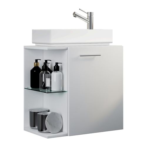 4051814425394 - 2-tlg Badmöbel Set Gäste WC Gästebad Waschplatz Waschtisch klein schmal Hausa (Farbe Weiß) 4051814425394 - 2-tlg Badmöbel Set Gäste WC Gästebad Waschplatz Waschtisch klein schmal Hausa (Farbe Weiß)