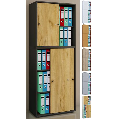 4051814375545 - Schiebetürenschrank aus Holz abschließbar 5 OH B 700 x T 400 x H 1780 mm Sonoma Eiche Dekor