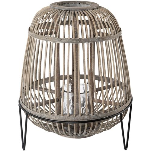 4064118887768 - Windlicht CREATIV DECO Weihnachtsdeko Kerzenhalter Gr H 44 cm grau Windlichter Laternen