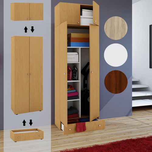 4051814352058 - Besenschrank 6 Fächer Maße B 70 x H 238 x T 40 cm Haushaltsschrank Mehrzweckschrank Aufsatz mit zwei Türen - Vandol 4051814352058 - Besenschrank 6 Fächer Maße B 70 x H 238 x T 40 cm Haushaltsschrank Mehrzweckschrank Aufsatz mit zwei Türen - Vandol