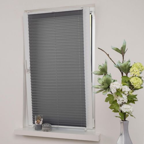 4016318045745 - Plissee Klemmfix-Plissee verspannt Plissees Gr 130 cm zweiseitig verschiebbar 40 cm grau Plissees ohne Bohren