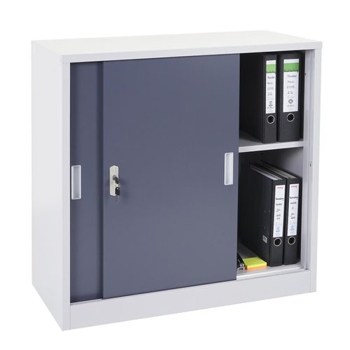4057651264097 - Aktenschrank Preston MCW-F41 Stahlschrank Büroschrank mit abschließbaren Schiebetüren 90x90x45cm ~ anthrazit 4057651264097 - Aktenschrank Preston MCW-F41 Stahlschrank Büroschrank mit abschließbaren Schiebetüren 90x90x45cm ~ anthrazit
