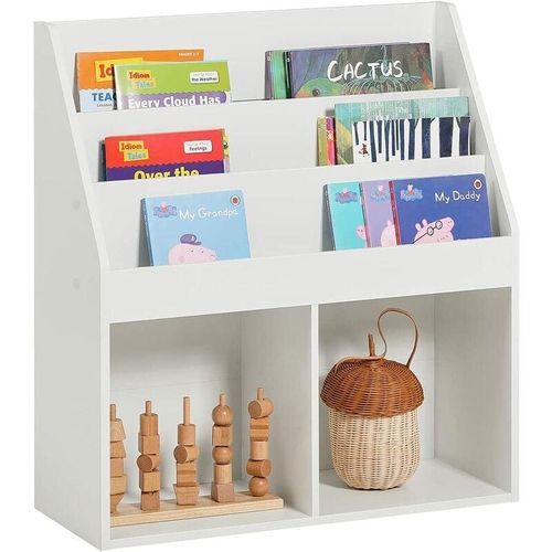 4251388602874 - SoBuy KMB01-W Kinderregal mit 3 Ablagefächern und 2 offenen Fächern Zeitungsständer Aufbewahrungsregal Bücherregal für Kinder weiß BHT ca 73x80x30cm