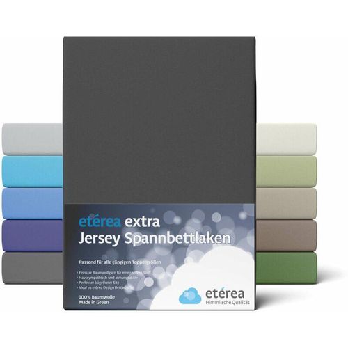 4055971078264 - Etérea - Extra Jersey Spannbettlaken Schwarz 180x200 - 200x220 cm - Schwarz