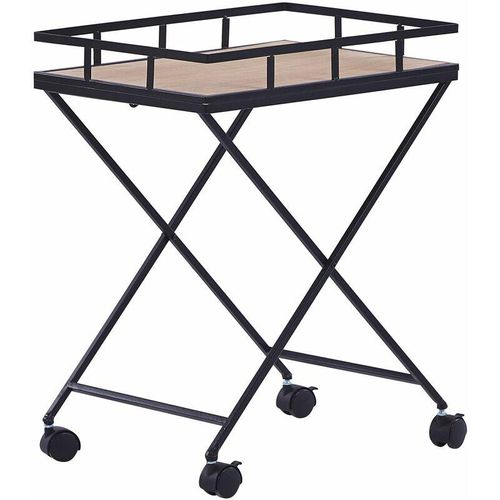 4251682274869 - Servierwagen Schwarz Heller Holzfarbton aus mdf Metall 33 x 44 x 56 cm Rechteckig Viel Stauraum Wohnzimmer Modern Elegant - Heller Holzfarbton 4251682274869 - Servierwagen Schwarz Heller Holzfarbton aus mdf Metall 33 x 44 x 56 cm Rechteckig Viel Stauraum Wohnzimmer Modern Elegant - Heller Holzfarbton