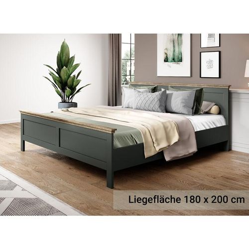 4066075033455 - Lomadox - Bett 180 x 200 cm Landhausstil EPSOM-83 in grün mit Lefkas Eiche Nb b h t ca 1915 885 2115 cm - grün