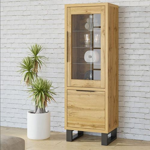 4066075042501 - Wohn- Esszimmer Vitrine in Wotan Eiche Nb HENDERSON-83 B H T ca 64 190 45 cm - braun