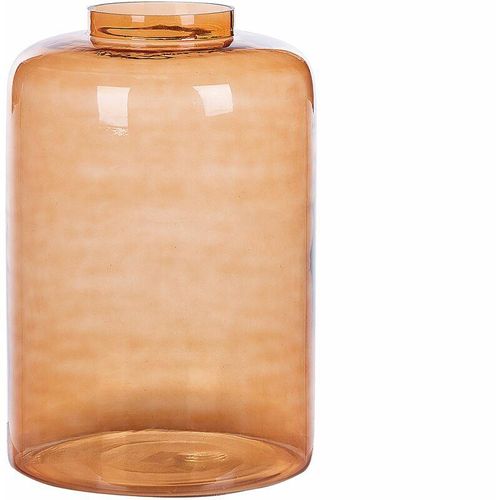 4251682280648 - Beliani - Dekovase Orange   Transparent 41 cm aus Glas mit glänzender Oberfläche Wohnartikel Wohnung Zubehör Dekogefäß Moderner Glamouröser Stil