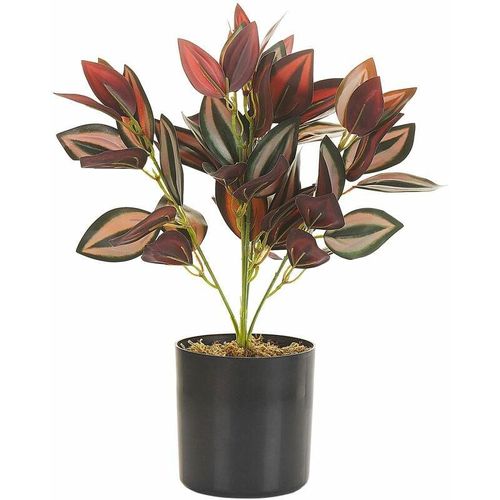 4251682279680 - Kunstpflanze Grün und Rot Kunststoff 35 cm Zimmerpflanze Tradescantia Blumentopf Schwarz Dekoration für Flur Büro Wohnzimmer Indoor - Schwarz