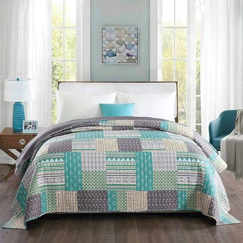 4063425031123 - Tagesdecke Bettüberwurf Steppdecke Patchwork Wendedesign Bettdecke Stepp Decke Doppelbett unterfüttert und gesteppt 170x210 cm - Woltu