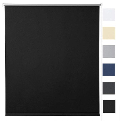 4063425042037 - Woltu - Verdunklungsrollo Thermorollo Klemmfix ohne Bohren Schwarz schwarz 100X210cm(BxH) - schwarz