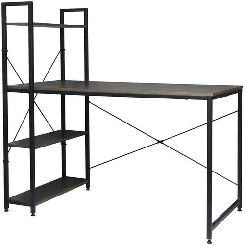 4063425100812 - Woltu - Schreibtisch Computertisch Büromöbel pc Tisch Bürotisch Arbeitstisch aus Holz und Stahl mit Ablage ca 120x64x120 cm Schwarz-rostfarbe