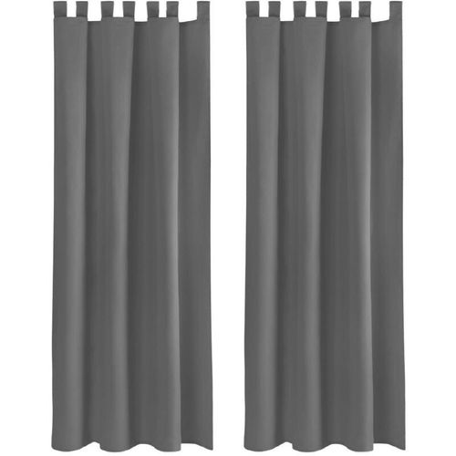 4059222222598 - Bestlivings - 2er Set Dekoschal mit Schlaufe inkl Raffhalter & Haken dunkelgrau in 140x225 cm - Anthrazit