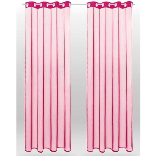 4059222003517 - Transparente Pinke Gardine mit Ösen 2er Pack (B140 x L245) viele Varianten erhältlich - Pink