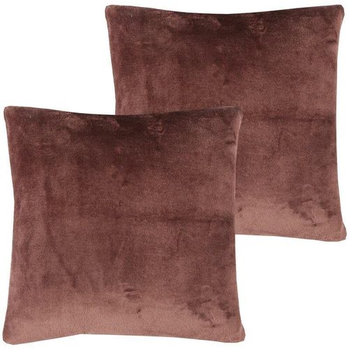 4059222266486 - Bestlivings - Dekokissen Kuschel Celina 2er Pack in der Größe 50 x 50cm - Braun - Kissenbezug mit Reißverschluss - Braun