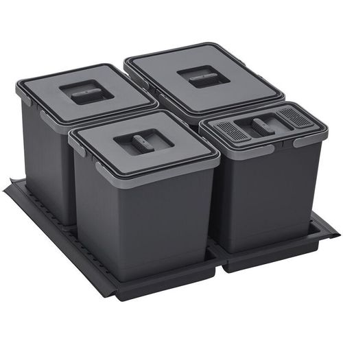 4251540176724 - So-tech - Abfallsammler Metropolis 15+10+10+6L mit Deckel Abfallsystem für Korpusbreite 60 cm - Anthracite