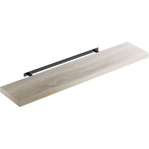 4250525372090 - Wandregal Freischwebend inkl Halterung mdf 15kg Tragkraft 38cm Stärke Wand Flur Board Regal Bücherregal Hängeregal Küchenregal 110cm Eiche - Casaria