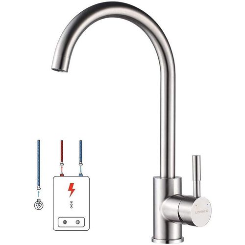 0738956104977 - Lonheo Niederdruck Wasserhahn Küche Armatur aus Edelstahl 360° Schwenkbar Küche Mischbatterie Einhebelmischer für Kaltwasser und einen Wasserboiler