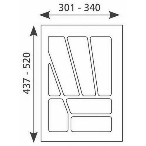 4250000501540 - - Besteckeinsatz zuschneidbar Besteckkasten 40cm Schublade kürzbar