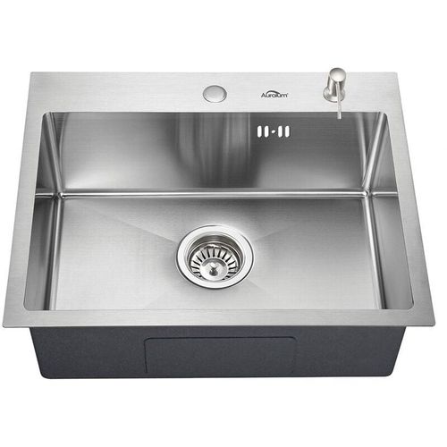 0744790776638 - Küche Spüle 55 x 45cm Edelstahl Spülbecken mit 300ml Seifenspender Einbauspüle Waschbecken Spüle mit 1 Becken - Auralum 0744790776638 - Küche Spüle 55 x 45cm Edelstahl Spülbecken mit 300ml Seifenspender Einbauspüle Waschbecken Spüle mit 1 Becken - Auralum