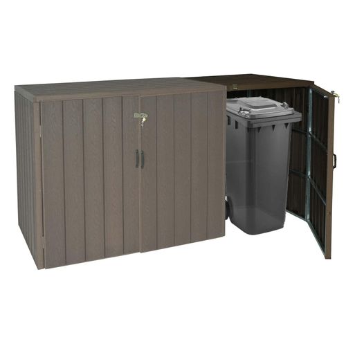 4057651506289 - 1er WPC-Mülltonnenverkleidung Erweiterung MCW-J28 Premium Mülltonnenbox Metall Holzoptik ~ braun 4057651506289 - 1er WPC-Mülltonnenverkleidung Erweiterung MCW-J28 Premium Mülltonnenbox Metall Holzoptik ~ braun