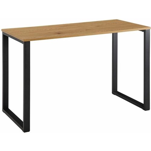 4251757708558 - Schreibtisch Eiche-Dekor   Schwarz 120x60x76 cm Design Computertisch Homeoffice Bürotisch Klein Hell Laptoptisch Arbeitszimmer mit Metallbeine