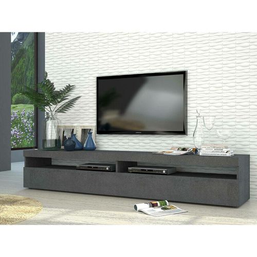 8052773807067 - Fernsehschrank Dkraj Niedriges Sideboard für Wohnzimmer mit 2 Türen Sockel für TV-Möbel 100 % Made in Italy cm 200x45h36 Slate - Dmora