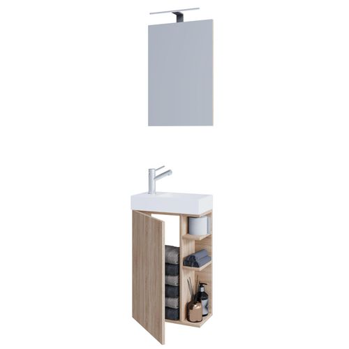4051814426452 - 3-tlg Set Waschplatz für Gäste WC Gästebad Toilette Waschtisch mit Spiegel Badmöbel Badezimmer Set – Lumia 4051814426452 - 3-tlg Set Waschplatz für Gäste WC Gästebad Toilette Waschtisch mit Spiegel Badmöbel Badezimmer Set – Lumia