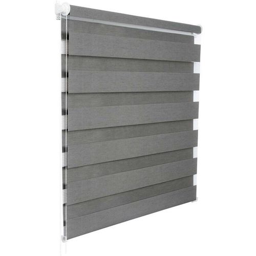 4250367141687 - Woltu - Doppelrollo Klemmfix ohne Bohren für Fenster in Holzlook Grau 120x150cm