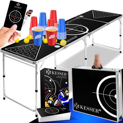 4260751943537 - KESSER® Beer Pong Tisch Set mit Kartenspiel Trinkspiel - inkl 100 Becher (50 Rot & 50 Blau) 6 Bälle + Regelwerk Partyspiele Table Höhenverstellbar Klappbarer 4260751943537 - KESSER® Beer Pong Tisch Set mit Kartenspiel Trinkspiel - inkl 100 Becher (50 Rot & 50 Blau) 6 Bälle + Regelwerk Partyspiele Table Höhenverstellbar Klappbarer