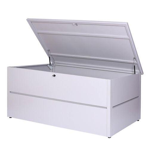 4057651538013 - Gartentruhe MCW-J56 Aufbewahrungsbox Auflagenbox Truhe Wasserdicht Metall Edelstahl 69x185x85 783l ~ hellgrau 4057651538013 - Gartentruhe MCW-J56 Aufbewahrungsbox Auflagenbox Truhe Wasserdicht Metall Edelstahl 69x185x85 783l ~ hellgrau