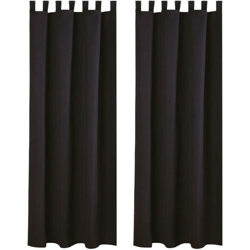 4251028151694 - Bestlivings - 2er Set Dekoschal mit Schlaufe inkl Raffhalter & Haken schwarz in 140x145 cm - Schwarz