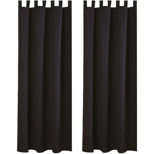 4251028151816 - Bestlivings - 2er Set Dekoschal mit Schlaufe inkl Raffhalter & Haken schwarz in 140x175 cm - Schwarz