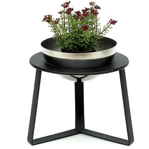 4260700960943 - Dandibo - Blumenhocker Metall mit Topf Schwarz Silber 18 cm Blumenständer 96091 s Blumensäule Modern Pflanzenständer Pflanzenhocker