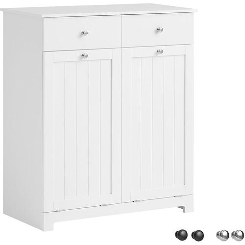 4251388612552 - BZR33-W Wäscheschrank mit 2 ausklappbaren Wäschesäcken Wäschetruhe Wäschesammler mit 2 Schubladen Wäschekorb Badschrank weiß bht ca 78x90x38cm