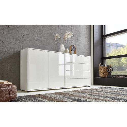 4260593577334 - Sideboard »Mailand Set 3« (Kommode Anrichte Aktenschrank) mit weiß lackierten Hochglanzfronten und hochwertigen push-to-open Beschlägen - Weiß - Bmg