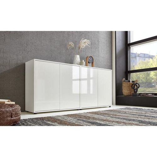 4260593577327 - Sideboard »Mailand Set 2« (Kommode Anrichte Aktenschrank) mit weiß lackierten Hochglanzfronten und hochwertigen push-to-open Beschlägen - Weiß - Bmg