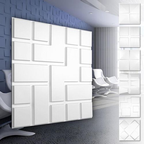 4251874657197 - Hexim - 3D Wandpaneele aus pvc Kunststoff - weiße Wandverkleidung mit 3D Optik - Cube Motive 5 qm 20 Platten HD061 4251874657197 - Hexim - 3D Wandpaneele aus pvc Kunststoff - weiße Wandverkleidung mit 3D Optik - Cube Motive 5 qm 20 Platten HD061