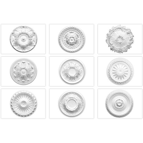 4251769659190 - Design - Stuckrosette aus eps Styropor silber - Deckenrosette Stuck Wanddeko Wohnzimmer R-07 - ø 40cm