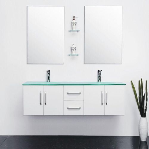 8058340720586 - - Badezimmer-Set 151 cm Weiß Waschbecken inklusive - White Ice