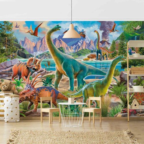 4066331585865 - Micasia - Fototapete - Brachiosaurus und Tricaterops Größe HxB 190cm x 288cm Material Vlies Smart