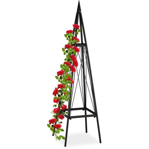 4052025308551 - Rankhilfe eckig freistehend Rosen Tomaten Wein Garten wetterfest Eisen Rankobelisk h 132 cm schwarz - Relaxdays