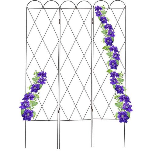 4052025368715 - Rankgitter Metall 3-teilig zum Stecken 1625 cm hoch Rankhilfe Kletterpflanzen Spalier Garten rotbraun - Relaxdays
