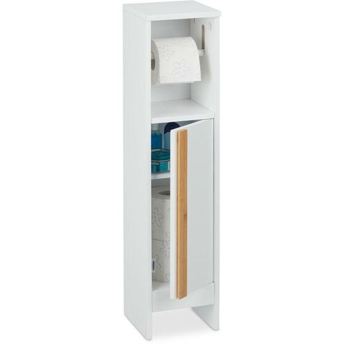 4052025353476 - Relaxdays - Toilettenpapierhalter stehend Badezimmeregal hbt 755 x 185 x 185 cm mdf & Bambus wc Papier Schrank weiß