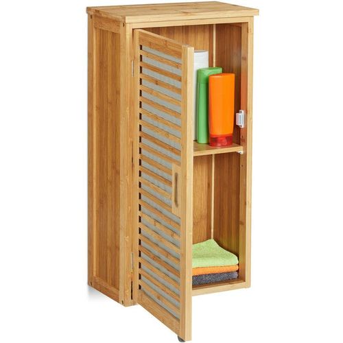 4052025310400 - Bad Hängeschrank Bambus 2 Fächer höhenverstellbarer Einlegeboden Badschrank HxBxT 66 x 35 x 20 cm natur - Relaxdays