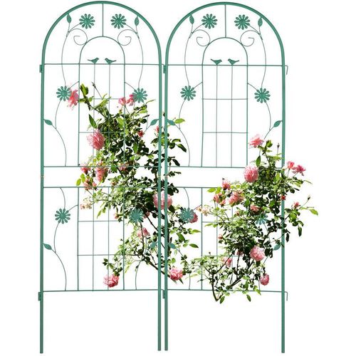 4052025417819 - Rankgitter 2er Set HxB 150 x 50 cm freistehend Rankhilfe zum Stecken Kletterpflanzen Blumenspalier grün - Relaxdays