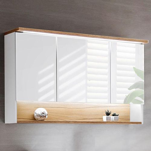 4251581551337 - Lomadox - Badezimmer 120cm LED-Spiegelschrank BERMUDA-56 in weiß mit WotaneicheB H T 120 69 25cm - weiß