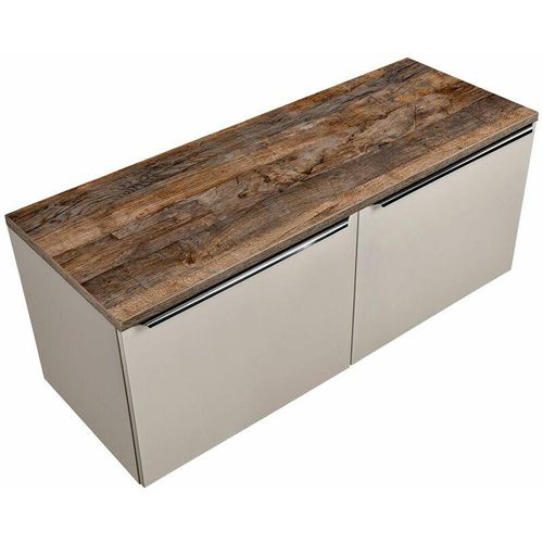 4066075061786 - Lomadox - Waschtischunterschrank 120cm 2 Schubkästen 4 Auszüge PUEBLA-56-TAUPE in taupe mit Vintage Oak b h t ca 1204 485 46 cm - beige